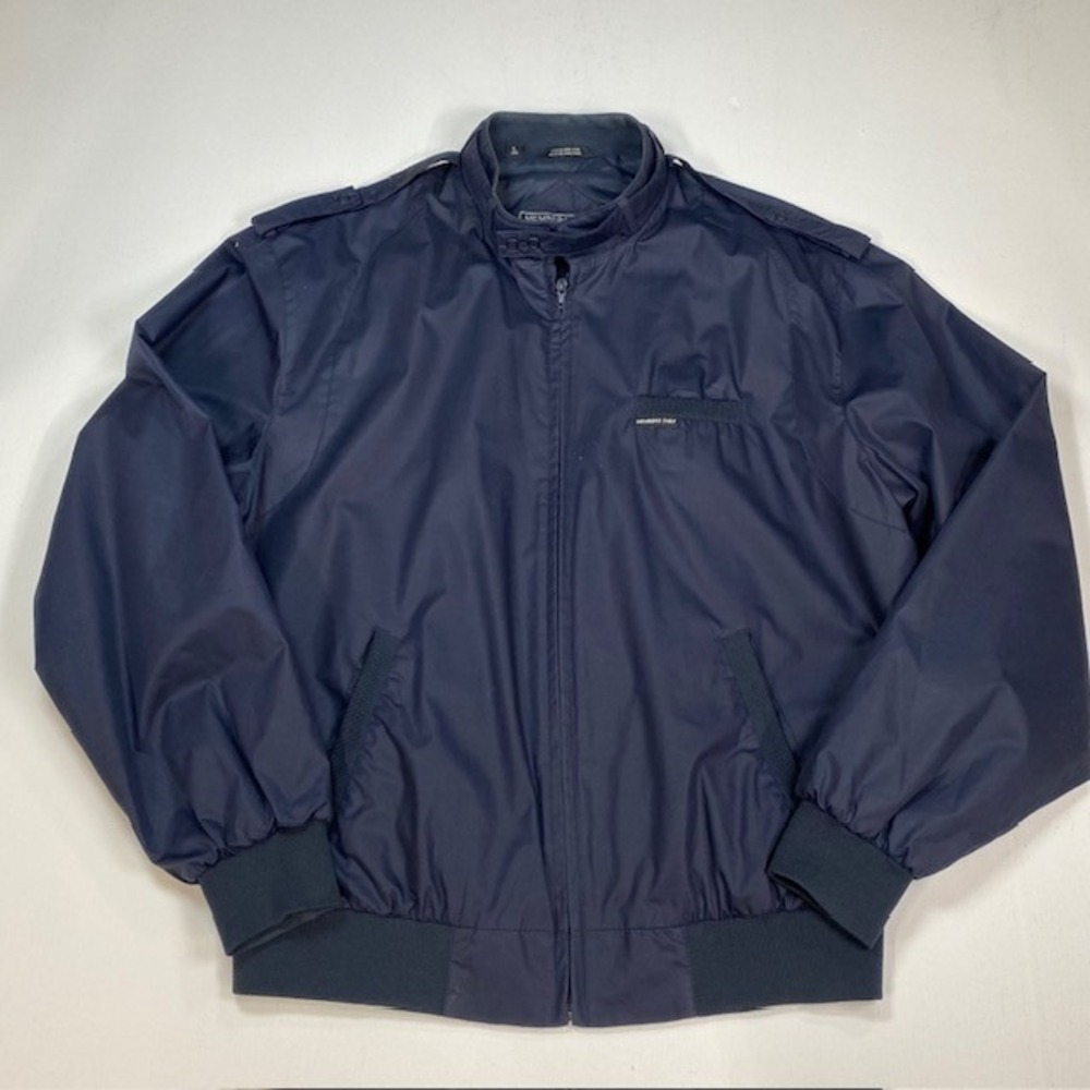 Members Only Mens Iconic Racer Jacketโ Navy Blue Size Large Long Vintage Bomber